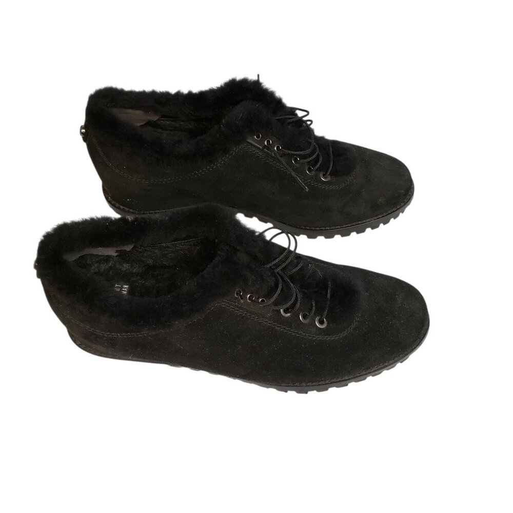 Stuart Weitzman NWOT Women's Black Suede Shearling Lined Shoes Size 7.5 M